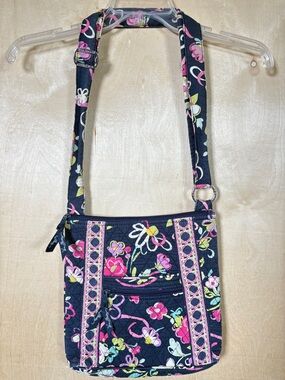 Vera Bradley Crossbody Bag Retired Print Ribbons 2012 Hipster Purse Navy Flowers
